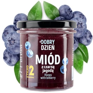 Miód kremowany z czarną jagodą z jagodami 375g