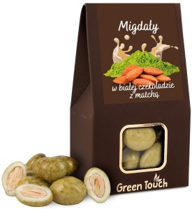 Migdały w białej czekoladzie z zieloną herbatą matcha 100 g