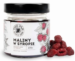 Maliny w syropie całe owoce 235 g The Jar z cukrem trzcinowym
