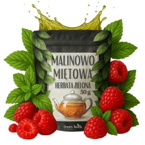 Malinowo Miętowa 50 g herbata zielona z maliną i miętą spearmint