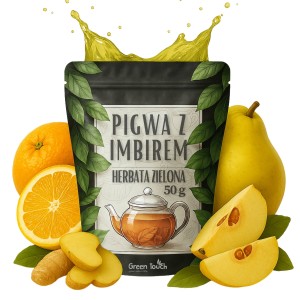 Pigwa z Imbirem 50 g herbata zielona rozgrzewająca z imbirem i pigwą