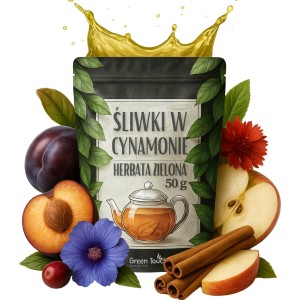 Śliwki w cynamonie 50 g herbata zielona korzenna z śliwką i jabłkiem