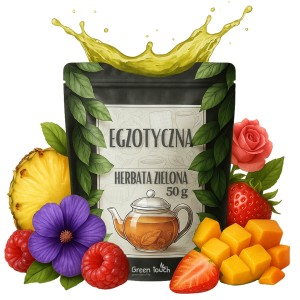 Egzotyczna 50 g herbata zielona i biała z owocami tropikalnymi