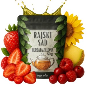 Rajski Sad 50 g herbata zielona owocowa z liofilizowaną truskawką i melonem