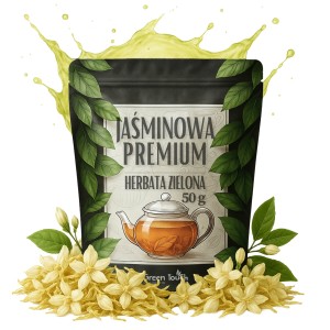 Jaśminowa Premium 50 g herbata zielona Sencha z kwiatem jaśminu 20%