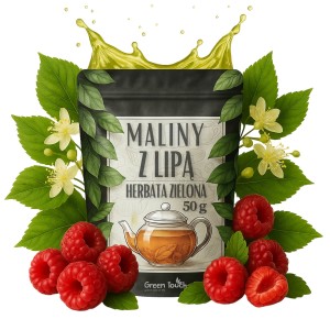 Malina z Lipą 50 g herbata zielona z maliną i lipą 35% – łagodna i lekka