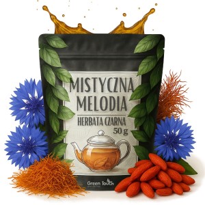Mistyczna melodia 50 g - herbata czarna ceylon jagody goji szafran bławatek