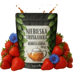 Niebieska truskawka 50 g - herbata czarna bławatek truskawka liofilizowana