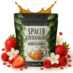 Spacer kochanków 50 g - herbata czarna serduszka truskawka jaśmin prezent