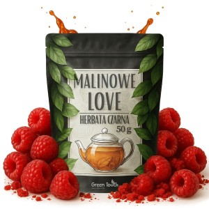 Malinowe love 50 g - herbata czarna mocno malinowa z maliną liofilizowaną