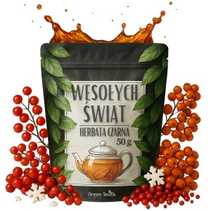 Wesołych świąt 50 g - herbata czarna świąteczna płatki śniegu jarzębina