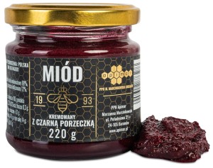 Miód kremowany z czarną porzeczką 220g polski premium