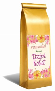 Herbata prezent na Dzień Kobiet 40 g złota torebka