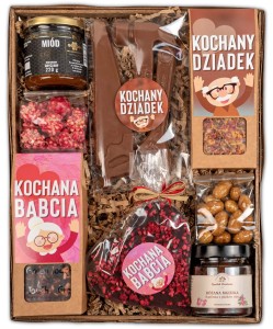 Kosz prezentowy na dzień babci i dziadka prezent zestaw słodyczy