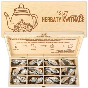 Zestaw herbat kwitnących 24 szt w skrzynce na prezent - herbaciarka, grawer