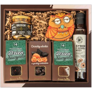 Prezent na Dzień Nauczyciela zestaw herbata, miód i słodycze