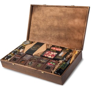 Zestaw prezentowy duża skrzynka 16 produktów herbata miód czekolada ciastka