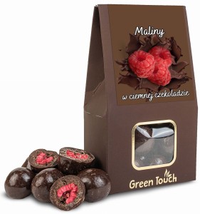 Maliny liofilizowane w ciemnej czekoladzie 100 g całe owoce w czekoladzie