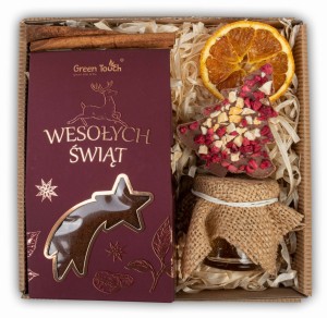 Zestaw prezentowy na mikołajki upominek z kawą na święta miód czekolada box