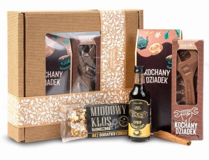 Zestaw prezentowy na dzień dziadka prezent dla dziadka z kawą, czekoladą i syropem