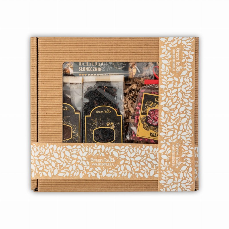 Zestaw pudelko prezentowe upominek herbata kawa syrop czekolada migdaly w czekoladzie green touch (1).jpg