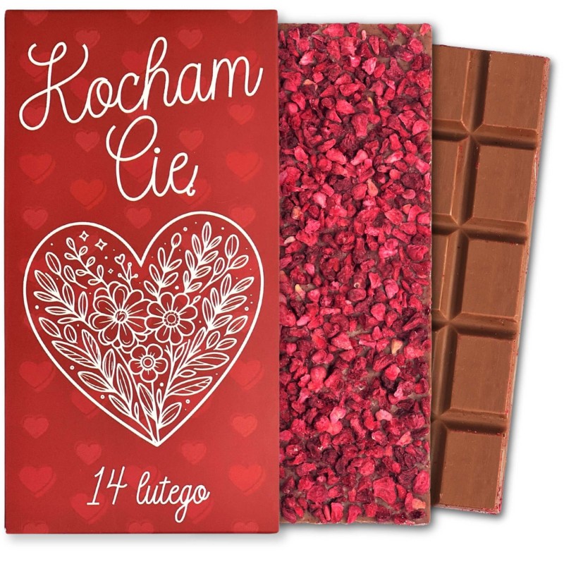 Czekolada mleczna z malinami Kocham Cie z okazji walentynek upominek na prezent (1).jpg