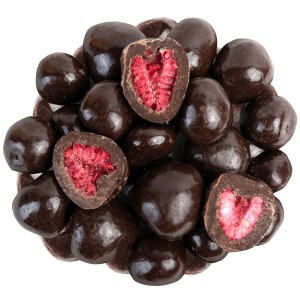 Maliny liofilizowane w ciemnej gorzkiej czekoladzie 250 g całe owoce