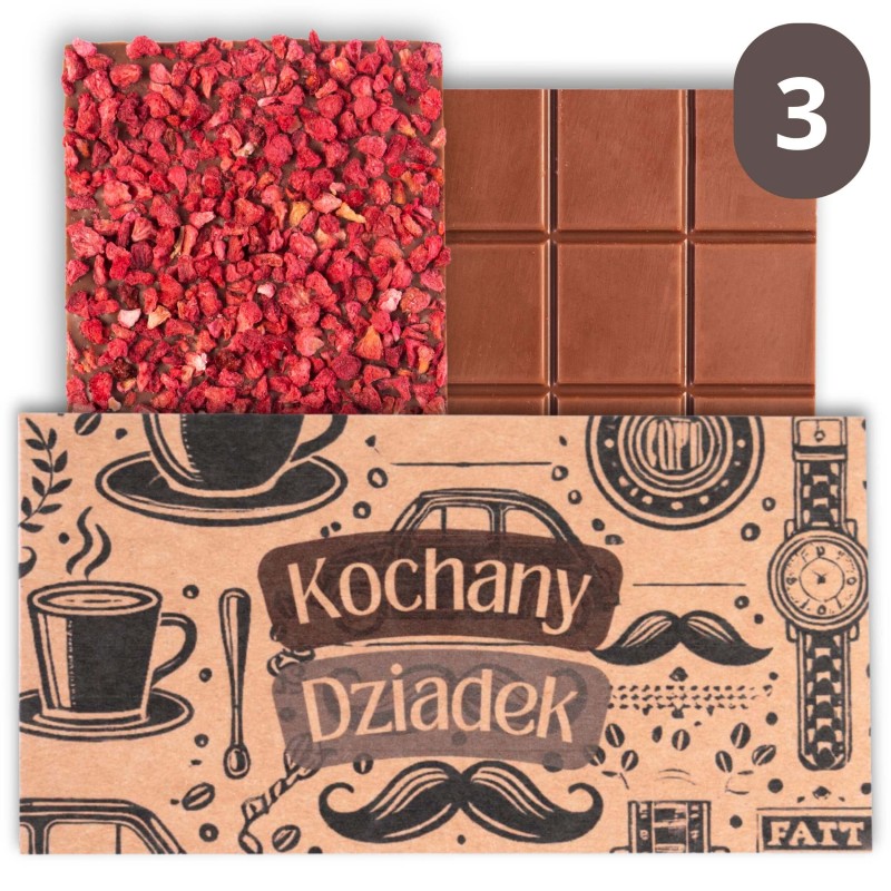 Prezent na dzien babci i dziadka czekolada kraftowa mleczna z malinami 50 g (7).jpg