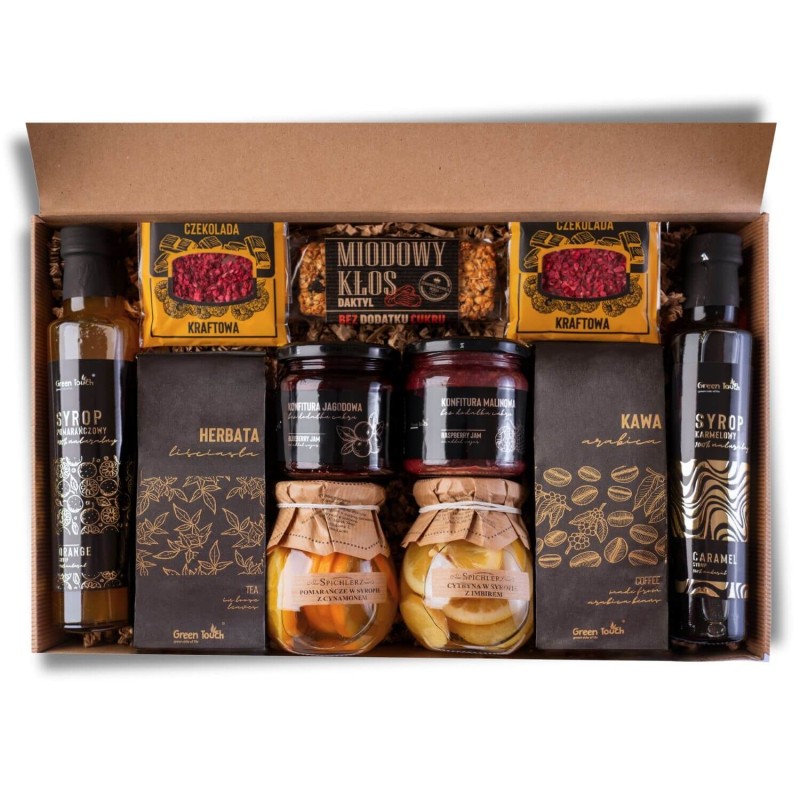Duzy zestaw prezentowy kosz herbata kawa syropy czekolady cytryny konfitury (1).jpg