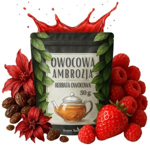 Owocowa ambrozja 50 g - herbata owocowa z maliną, truskawką i jabłkiem
