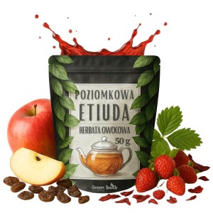 Poziomkowa etiuda 50 g - herbata owocowa z poziomką, jabłkiem i hibiskusem