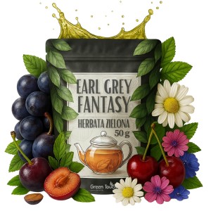 Earl Grey Fantasy 50 g herbata zielona Bancha z wiśnią i bergamotką