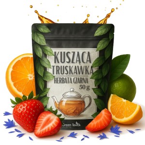 Kusząca truskawka 50 g - herbata czarna owocowa truskawkowa aromatyczna