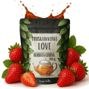 Truskawkowe love 50 g -herbata czarna z truskawką liofilizowaną truskawkowa