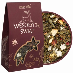 Herbata zielona Świąteczna iskra w pudełku na prezent zimowa płatki 40 g