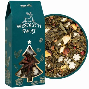 Herbata zielona Świąteczna iskra w pudełku na prezent zimowa płatki 60 g