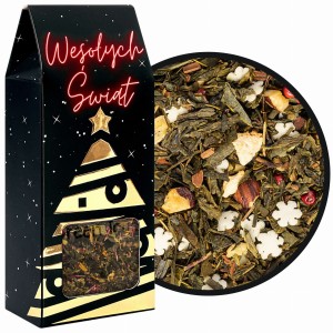 Herbata zielona Świąteczna iskra w pudełku na prezent zimowa płatki 60 g