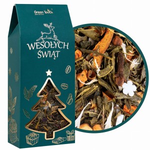 Herbata zielona świąteczna w pudełku Świąteczna radość na prezent zimowa 60 g
