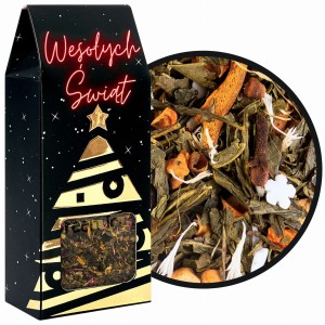 Herbata zielona świąteczna w pudełu Świąteczna radość na prezent zimowa 60 g