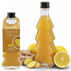 Syrop zimowy imbirowy z cytryną 200 ml naturalny butelka choinka do herbaty