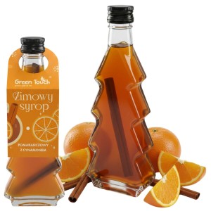 Syrop zimowy pomarańczowy z cynamonem 200 ml butelka choinka do herbaty