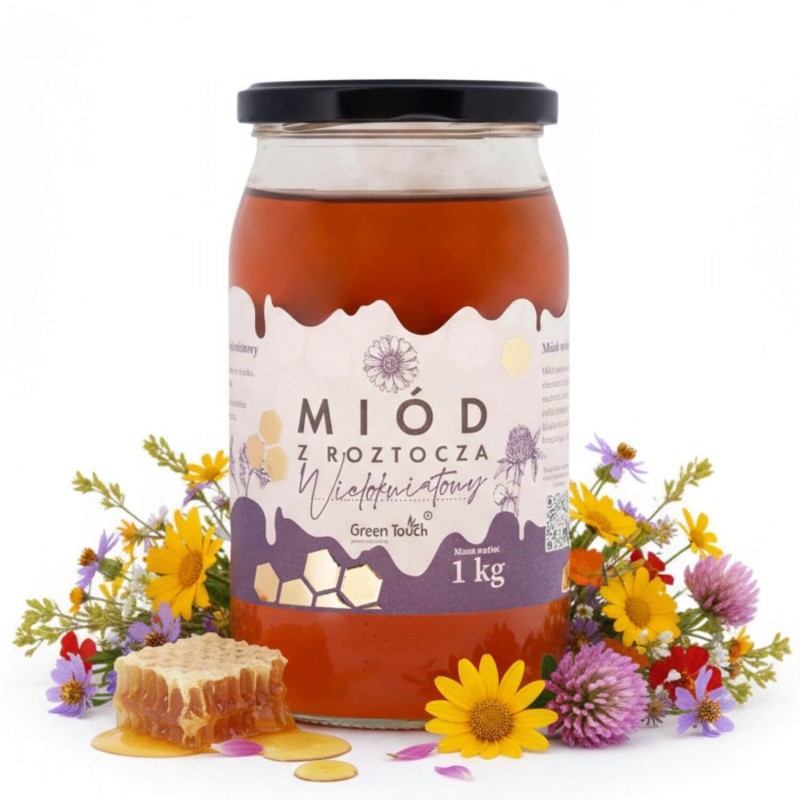 MIÓD WIELOKWIATOWY 1 kg polski prawdziwy MIÓD Z ROZTOCZA pasieka.jpg