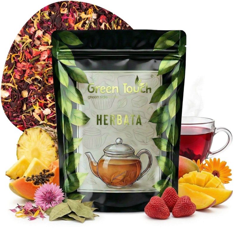 Herbata owocowa Rajski Hibiskus 100 g z ananasem papają, mango i truskawką.jpg