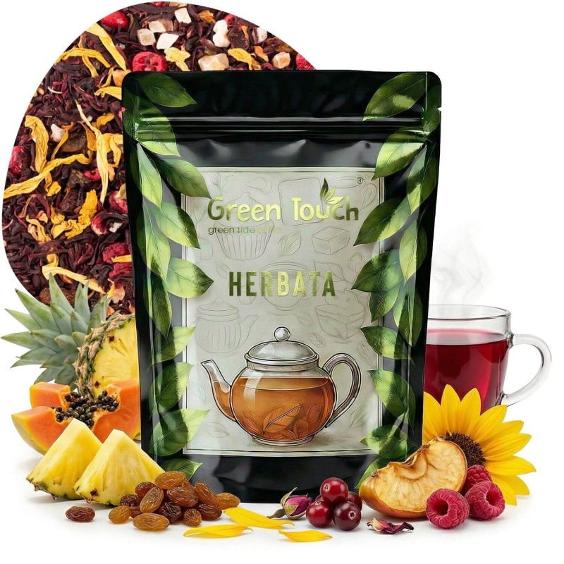 Herbata owocowa Czerwony Szept 100 g ananas żurawina malina smak lata.jpg