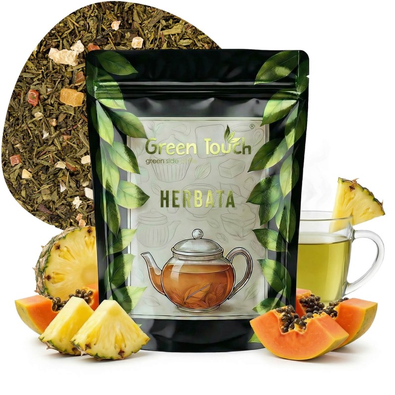 Herbata zielona Miłosny Uśmiech 50 g z ananasem i papają egzotyczna.jpg