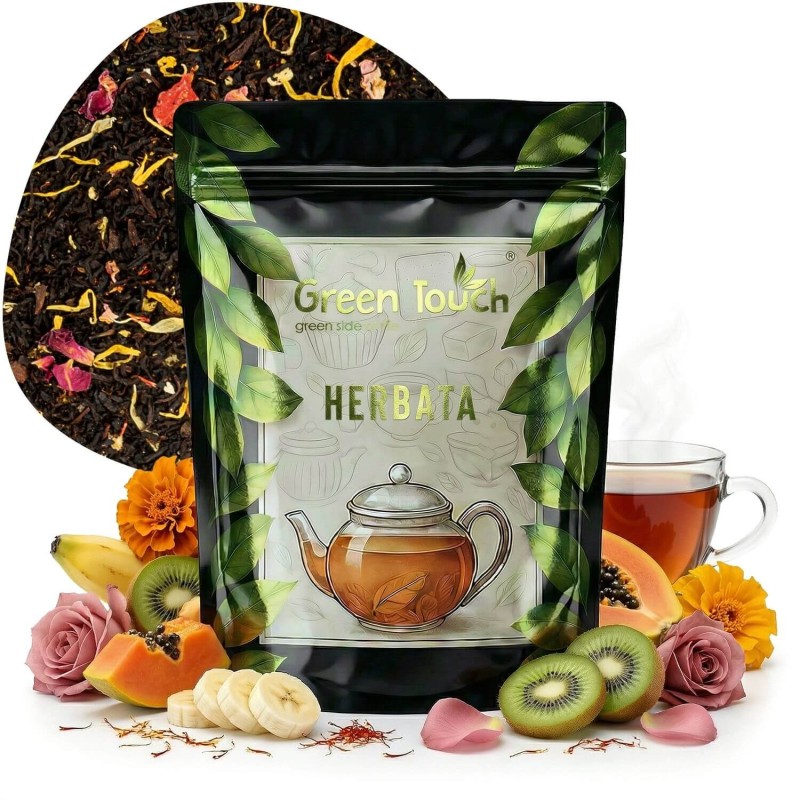 Herbata czarna Kuszący Owoc 50 g Ceylon papaja banan kiwi szafran.jpg