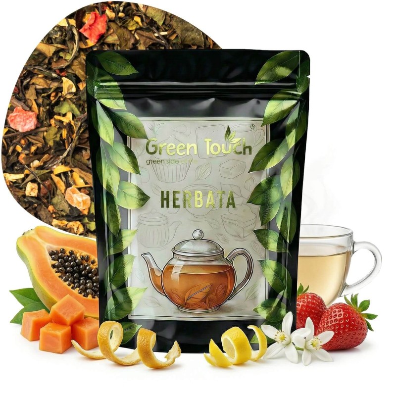 Białe Orzeźwienie 50 g herbata biała liściasta z owocami papaja truskawka kwiat pomarańczy.jpg