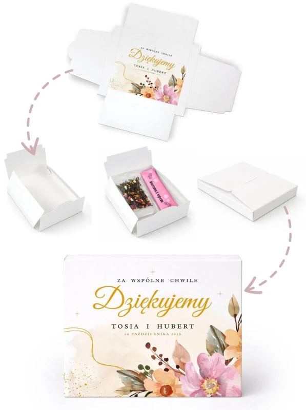 Podziękowanie dla gości upominek ślub wesele komunia chrzest zestaw miód z maliną i herbata w pudełku z nadrukiem (3).jpg