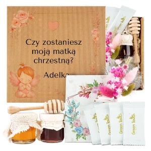 Box prezentowy czy zostaniesz moją chrzestną, świadkową, moim chrzestnym, świadkiem prośba upominek z nadrukiem