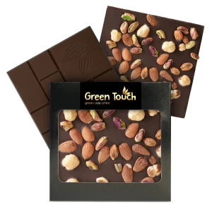 Green Touch czekolada ciemna  70% z orzechami z dodatkiem migdałów, orzechów laskowych, pistacji 100 g